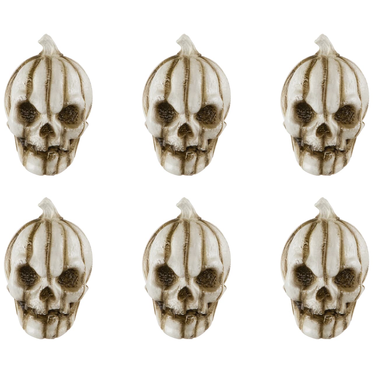 Bag of Mini Pumpkin Head Skulls Halloween Decorations - 3" - Set of 6